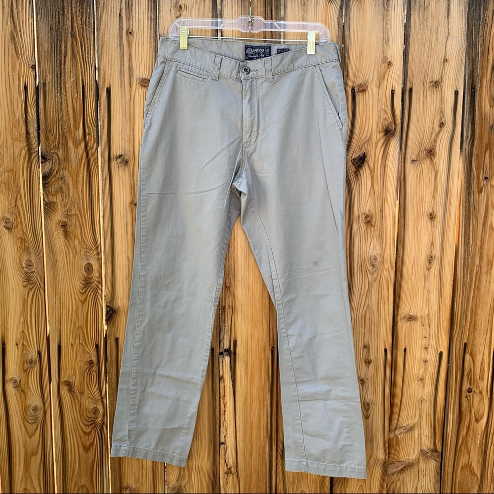American Rag Grey Cotton Slim Straight Pants | 32 - Picture 1 of 6